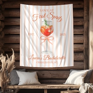 Love At First Spritz Bridal Shower Banner, Custom Aperol Spritz Bachelorette Tapestry, Aperol Spritz Party Decor, Lets Get Spritzy Backdrop