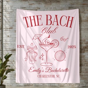 Custom Bachelorette Party Tapestry, Beach Bachelorette Photo Backdrop, Bachelorette Banner, Coastal Bachelorette Party Decor, The Bach Club