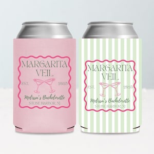 Custom Margarita Veil Bachelorette Party Can Cooler Custom Margs and Matrimony Bach Party Final Fiesta Bachelorette Party Gifts Party Favor