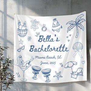 Bachelorette Party Decor, Custom Location Bachelorette Tapestry, Personalized Bachelorette Beach Party Banner, Beach Bachelorette Backdrop