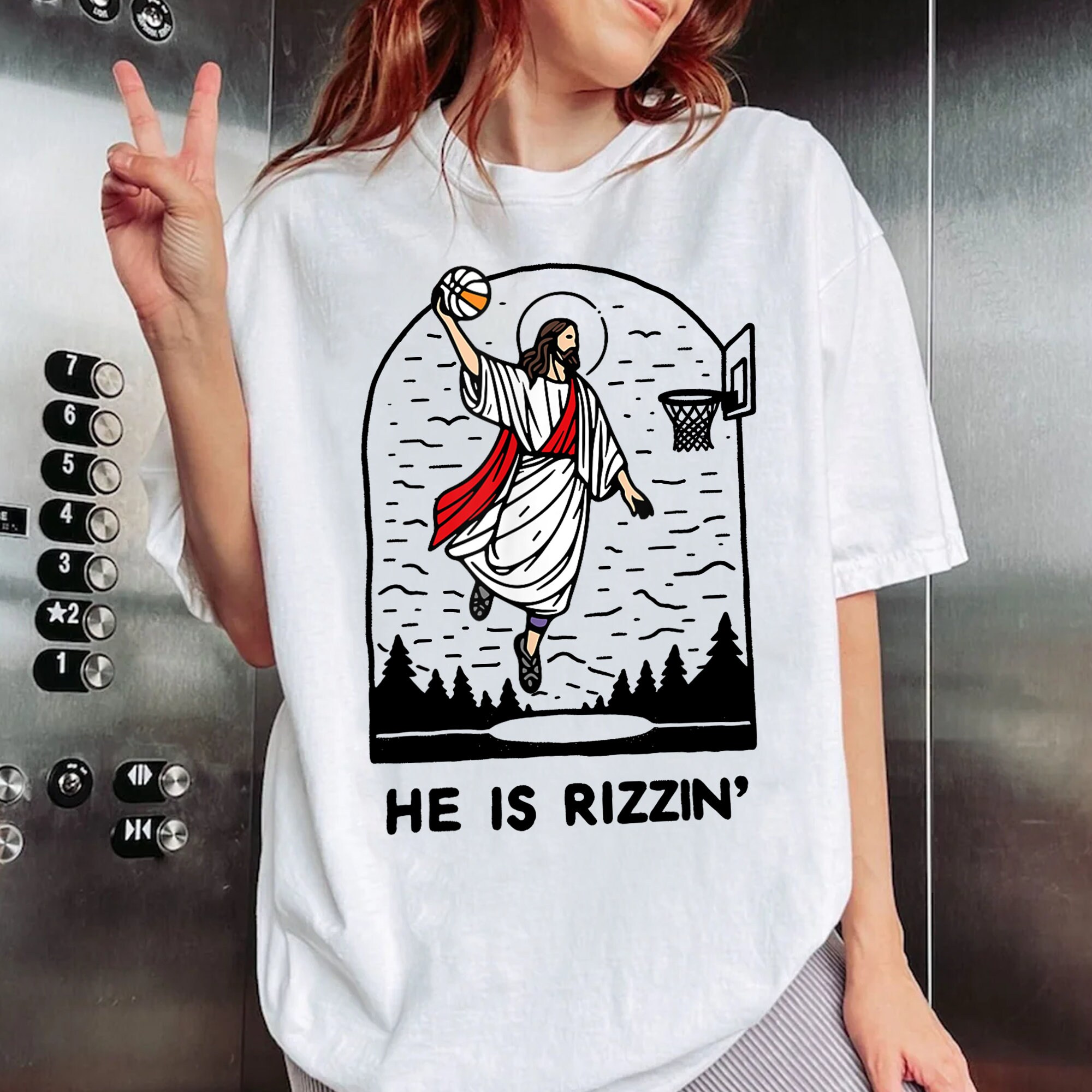 He is Rizzin Funny Jesus Basketball Meme Png, He is Risen Funny Easter