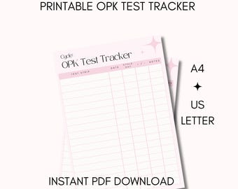 Suivi de l'ovulation imprimable : journal des bandelettes de test OPK (format US Letter et A4) (téléchargement numérique)