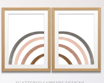 Láminas de arcoíris neutros para habitación infantil: Decoración bohemia minimalista (descarga digital)