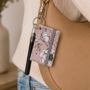Handmade Sticky Note Keychain With Pen, Fabric Mini Notepad Holder, Compact Reminder Tool