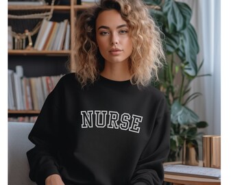 Sweatshirt met ronde hals voor verpleegsters | varsity-sweatshirt met lange mouwen| geschenk| verpleging| sportschoolploeg | verjaardagscadeau| professionele bemanning