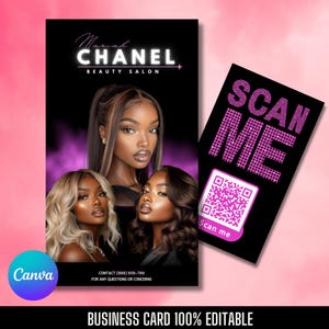 Business Card Template, Business Card Template Design, Hair Stylist Lashes Nail Tech Braids Wigs Card, Instagram IG Business Card Template