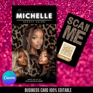 Business Card Template, Business Card Template Design, Hair Stylist Lashes Nail Tech Braids Wigs Card, Instagram IG Business Card Template