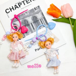Preppy Barbi Key Chain | Chic Handbag Accessory Bag Charm | Trendy Fashion Doll Keychain | Gift for Her | Weiin