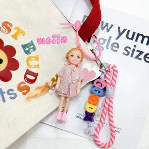 Key Chain Barbi Pink Suit | Chic Handbag Accessory Bag Charm | Trendy Fashion Doll Keychain | Gift for Her | Weiin