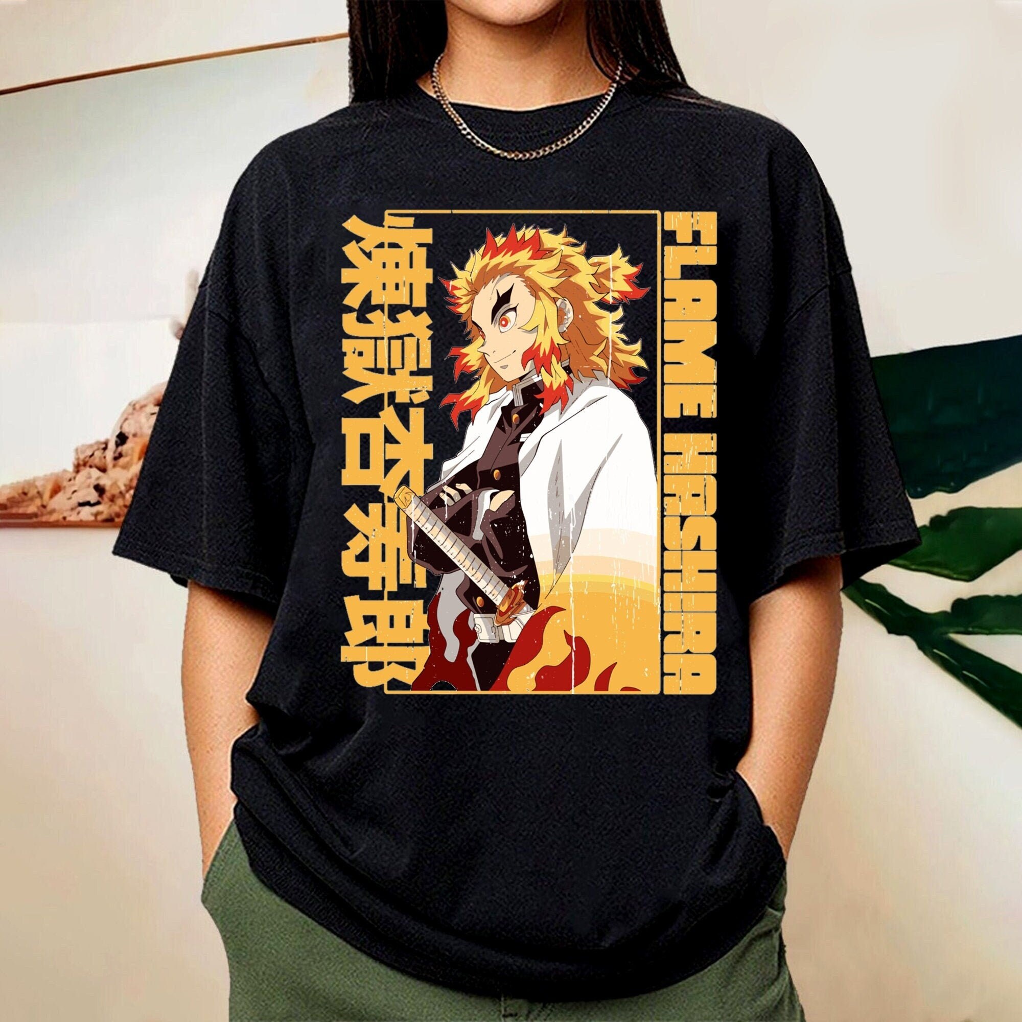 Anime Demon Slayer T Shirt Kimetsu No Yaiba T-Shirt Rengoku Kyoujurou Flame  Breathing Fitness Oversized T-shirts Men Streetwear