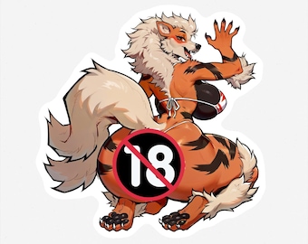 Pegatina de Growlithe Bikini Anthro: Arte de anime pin-up sensual y lascivo