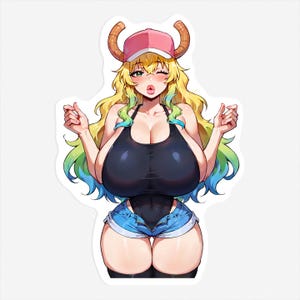 Pegatina de Lucoa Dragon Girl: Calcomanía de Waifu provocativa - Hecha a mano