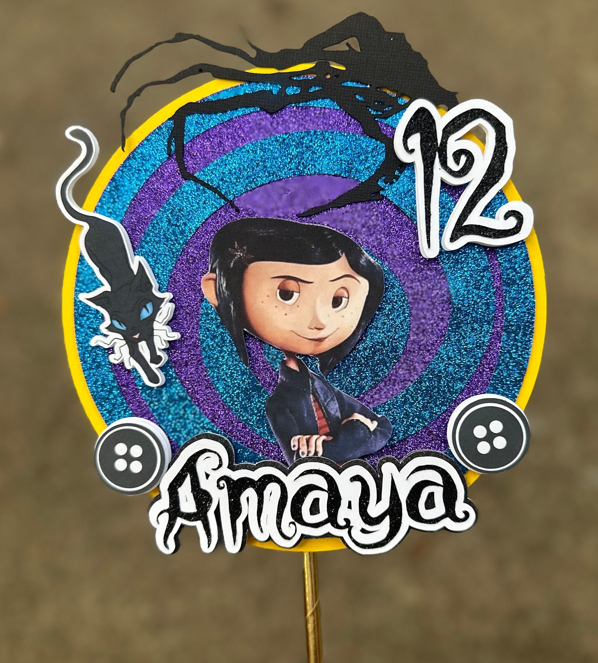 Coraline Birthday Party Supplies, Coraline Theme Birthday Party  Decorations, Includes Cupcake Toppers Banner ,18 Balloons and Coraline  Swirls,Cute