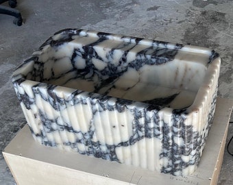 Grooved Marble Sink , Monet Marble Sink, Sink For Bathroom, Marble calacatta vagli Sink, Luxury Sink , Wall Mount Sink , Natural Stone