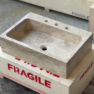 Travertine rectenghlar marble sink ,  Travertine Stone Sink  , Natural Sink , Rustik Sink, marble Wash basin