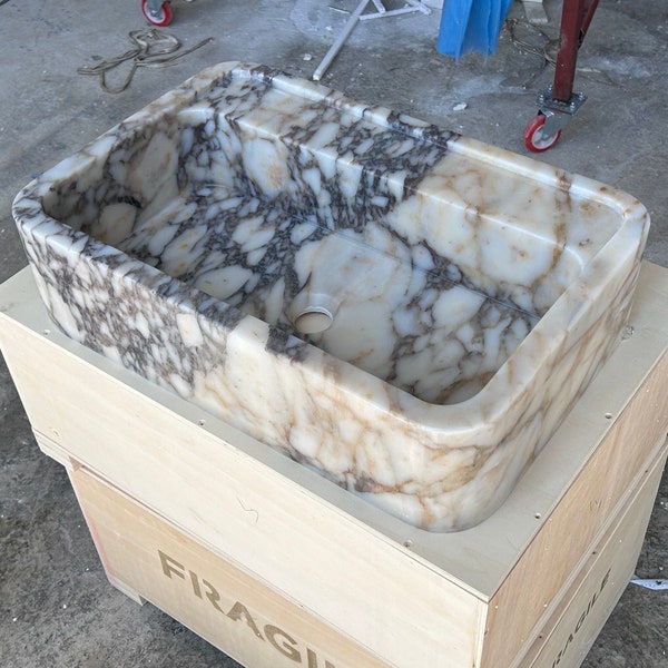 Marble Bathroom Sink - Calacatta Viola Marble Sink, Sink For Bathroom, Luxury Sink , Wall Mount Sink , Natural Stone