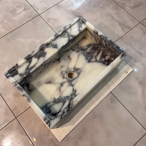 Calacatta Marble Sink , Wall Mount Sink - Natural Stone