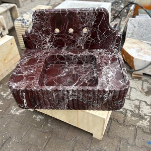 Rosso Levanto Marble Sink, Sink For Bathroom, Marble calacatta Red Sink, Luxury Sink - Wall Mount Sink , Natural Stone, Red Marble Sink