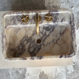 Fregadero de mármol Calacatta viola 24''x16''x8''