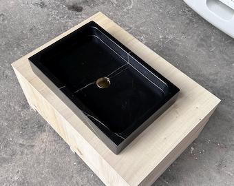 Nero Marquina marmeren vaatwastafel - zwart diamantmarmer
