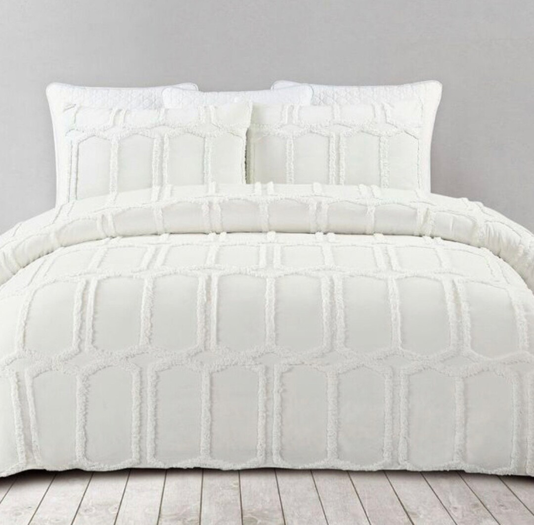 Cotton Jacquard Quilt Cover Set King Etsy UK