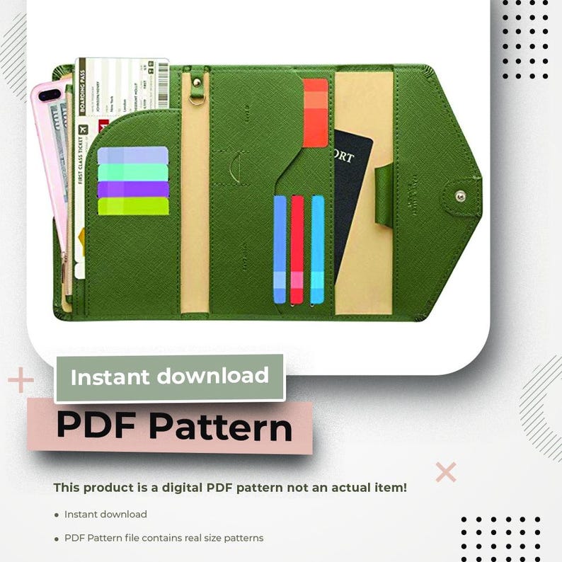 Leather Passport Wallet Template, Leather Travel Wallet, Passport Cover