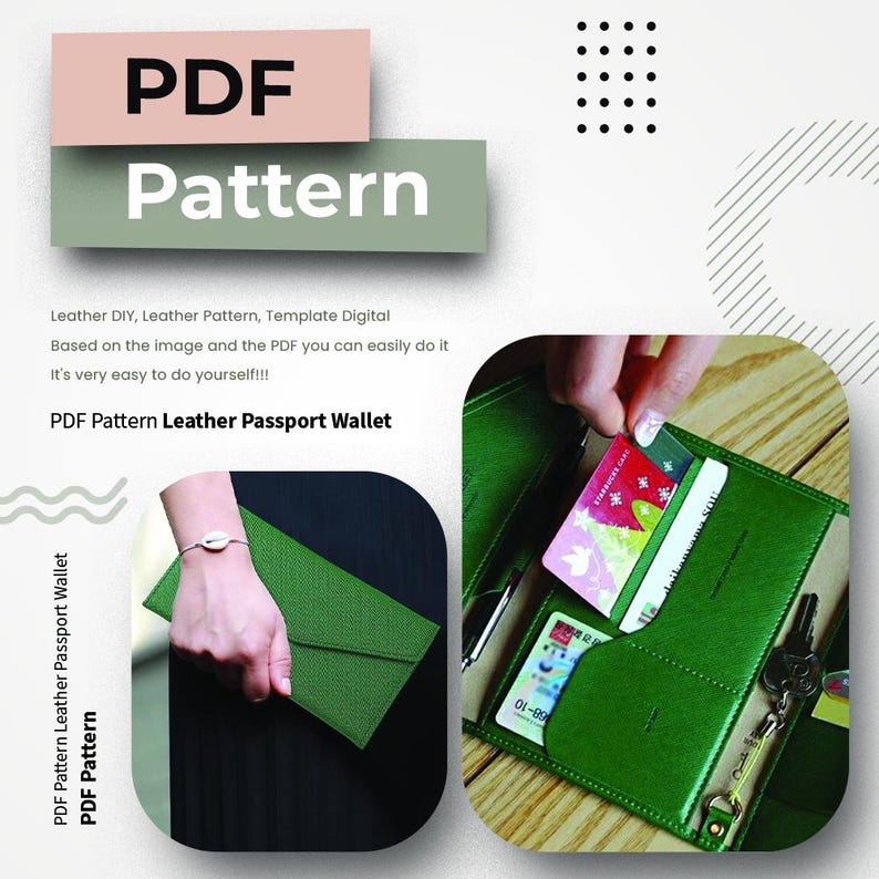 Leather Passport Wallet Template, Leather Travel Wallet, Passport Cover