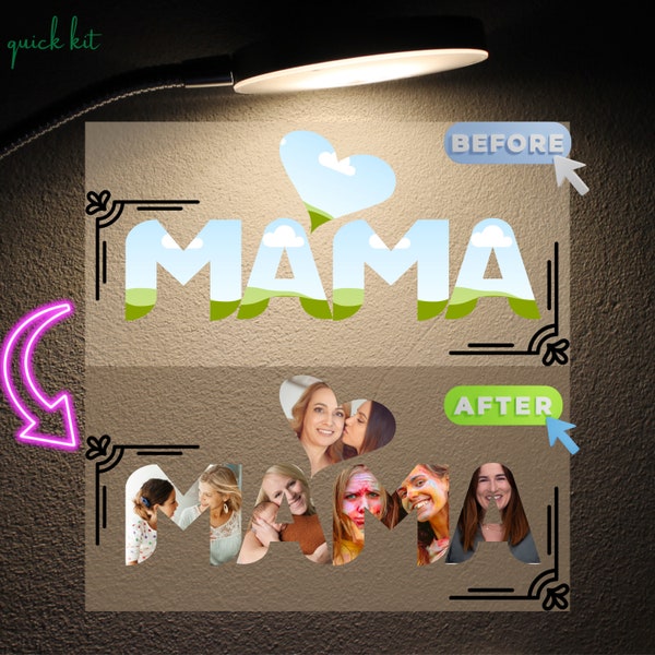 Mama photo collage mockup visual art frame, mom Photo Collage frame, Best Mom Photo Collage gift, custom mockup, fully customizable layouts.