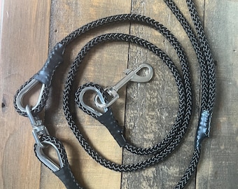 8mm Braided swivel Dog Lead with D-Clip Clasp