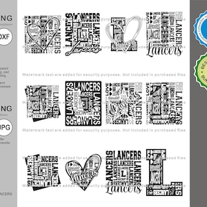 Lancers Svg, Lancer 12 Typography  Svg Mascot Designs Pack, Lancers Typography Svg Cut Files Bundle, Lancers Sports Team Mascot Svg