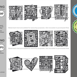 Bulldogs Svg, Bulldog 12 Typography  Svg Mascot Designs Pack, Bulldogs Typography Svg Cut Files Bundle, Bulldogs Sports Team Mascot Svg
