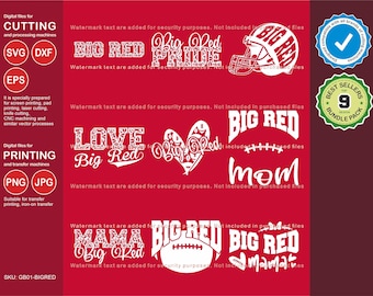 Big Red Svg, Big Red 9 Football Svg Mascot Designs Pack, Big Red Svg Cut Files Bundle, Big Red Football Team Mascot Svg