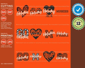 Muskies Svg, Musky 12 Leopard  Svg Mascot Designs Pack, Muskies Leopard Svg Cut Files Bundle, Muskies Sports Team Mascot Svg
