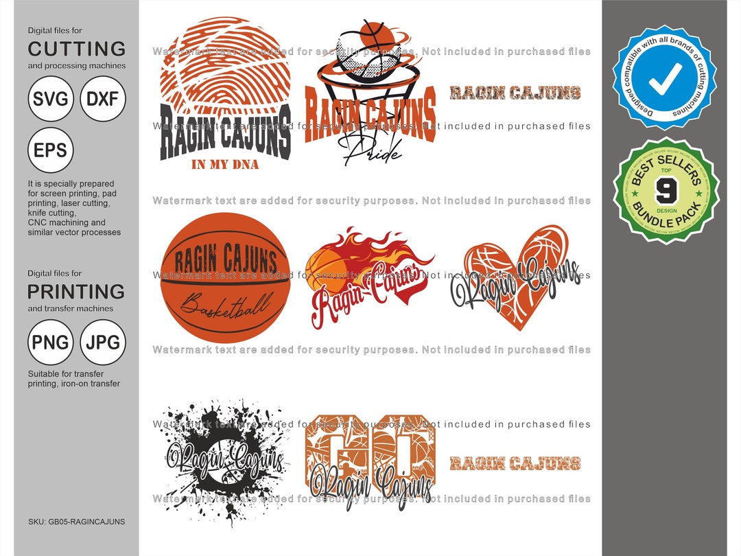 Ragin Cajuns Svg, Ragin Cajuns Basketball Svg, 9-pack Ragin Cajuns Svg ...