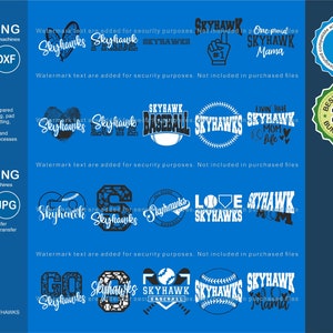 Skyhawks Svg, Skyhawk 20 honkbal Svg mascotte ontwerpen Pack, Skyhawks Svg gesneden bestanden bundel, Skyhawks honkbalteam mascotte Svg