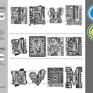 Maroons Svg, Maroon 12 Tipografía Svg Mascot Designs Pack, Maroons Tipografía Svg Cut Files Bundle, Maroons Sports Team Mascota Svg