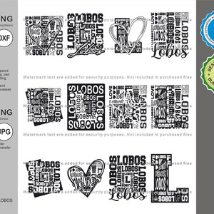 Lobos Svg, Lobo 12 Typography  Svg Mascot Designs Pack, Lobos Typography Svg Cut Files Bundle, Lobos Sports Team Mascot Svg