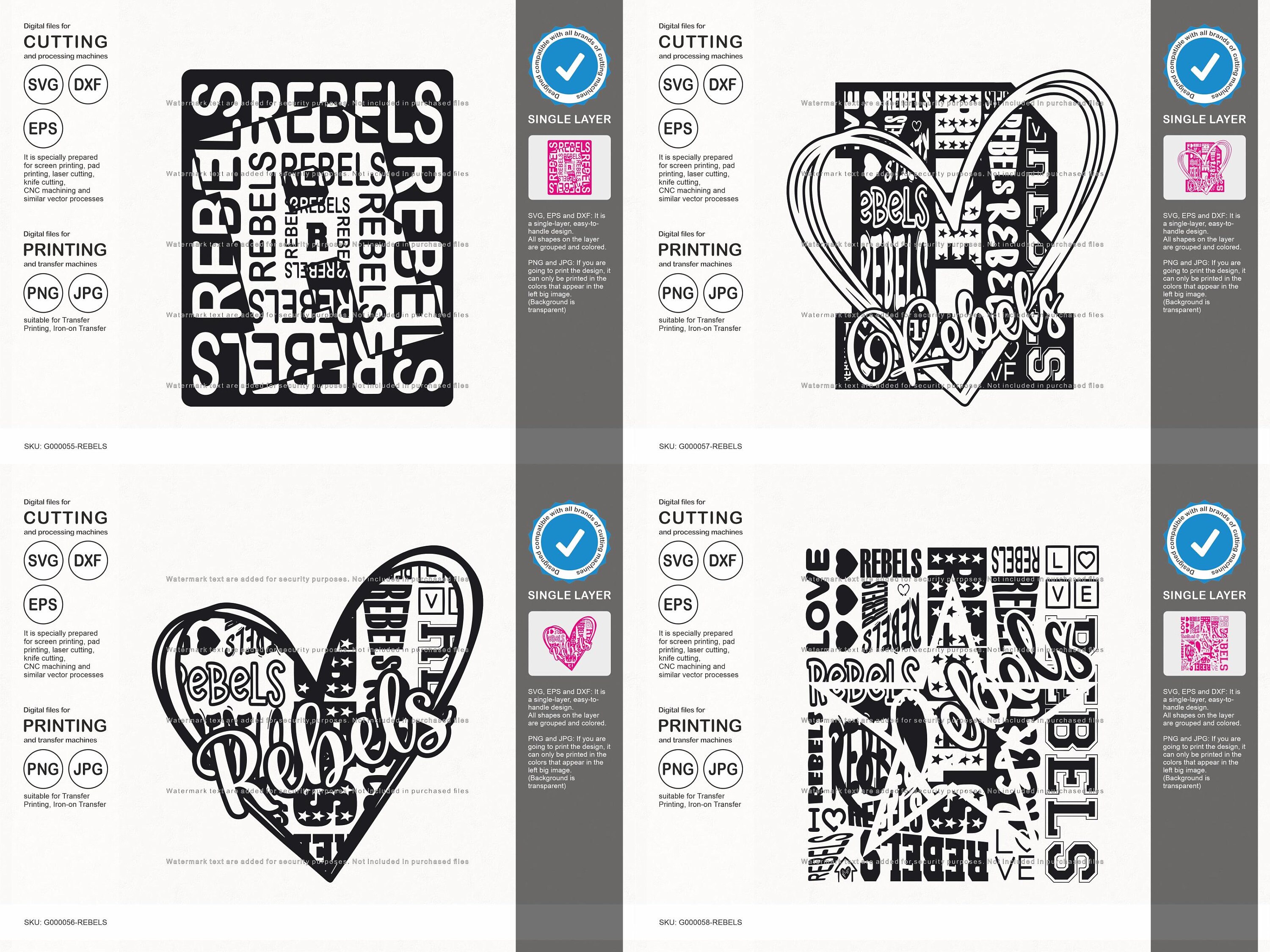 Rebels Svg, Rebel 12 Typography Svg Mascot Designs Pack, Rebels ...