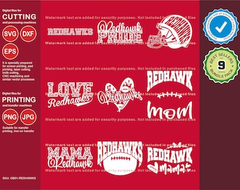 Redhawks Svg, Redhawk 9 Football Svg Mascot Designs Pack, Redhawks Svg Cut Files Bundle, Redhawks Football Team Mascot Svg