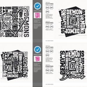 Demons Svg, Demon 12 Typography Svg Mascot Designs Pack, Demons ...