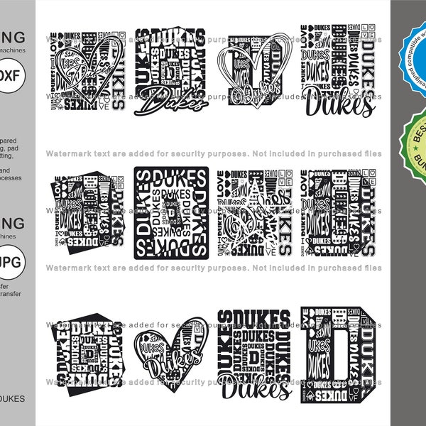 Dukes Svg, Duke 12 Typography  Svg Mascot Designs Pack, Dukes Typography Svg Cut Files Bundle, Dukes Sports Team Mascot Svg