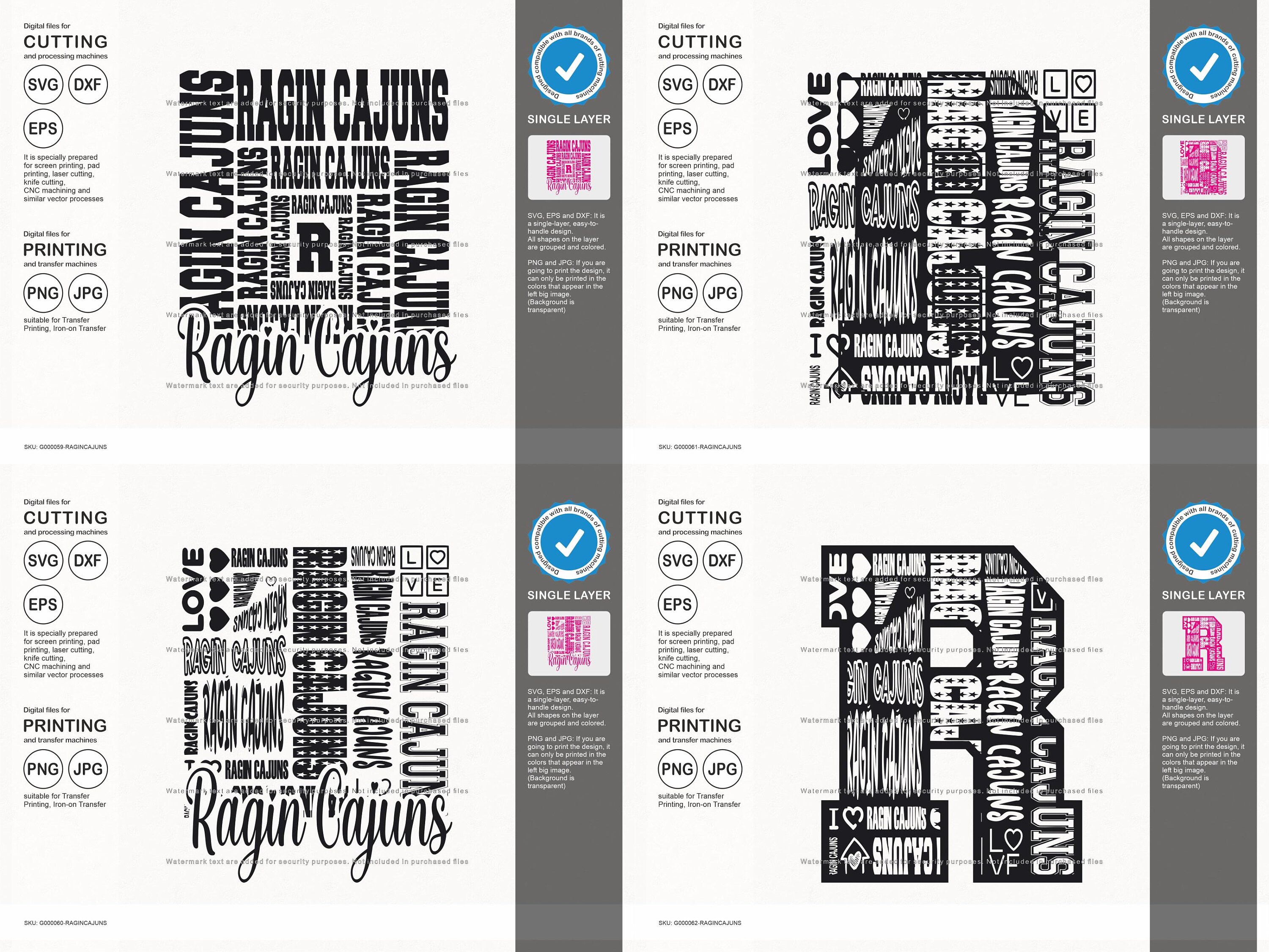 Ragin Cajuns Svg, Ragin Cajun 12 Typography Svg Mascot Designs Pack ...