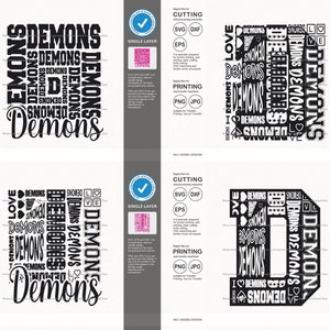 Demons Svg, Demon 12 Typography Svg Mascot Designs Pack, Demons ...