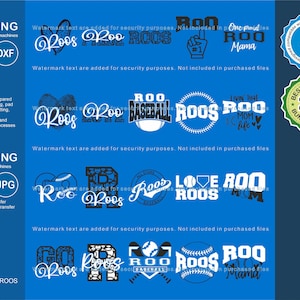 Roos SVG, Roo 20 Baseball SVG Mascot Designs Pack, Roos SVG Cut Files Bundle, Roos Baseball Team Mascotte SVG