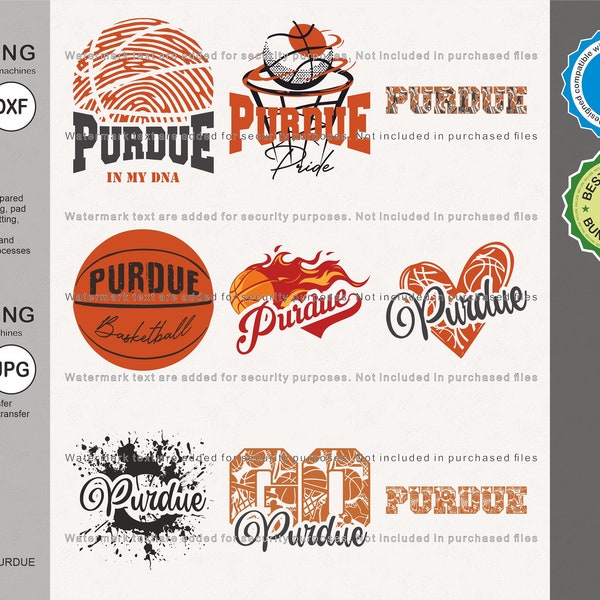 Purdue Svg, Purdue Basketball Svg, 9-pack Purdue Svg Bundle, Cut And Iron-On Transfer Files
