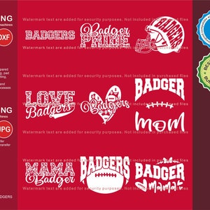 Badgers Svg, Badger 9 Football Svg Mascot Designs Pack, Badgers Svg Cut Files Bundle, Badgers Football Team Mascot Svg