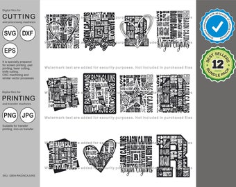 Ragin Cajuns Svg, Ragin Cajun 12 Typography  Svg Mascot Designs Pack, Ragin Cajuns Typography Svg Cut Files Bundle