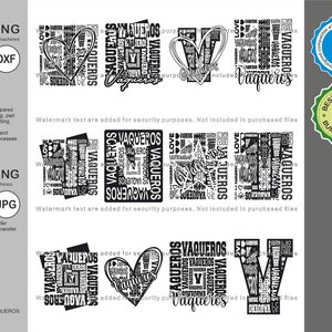 Vaqueros Svg, Vaquero 12 Typography  Svg Mascot Designs Pack, Vaqueros Typography Svg Cut Files Bundle, Vaqueros Sports Team Mascot Svg