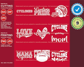 Cyclones Svg, Cyclone 9 Football Svg Mascot Designs Pack, Cyclones Svg Cut Files Bundle, Cyclones Football Team Mascot Svg