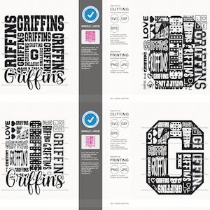 Griffins Svg, Griffin 12 Typography Svg Mascot Designs Pack, Griffins ...